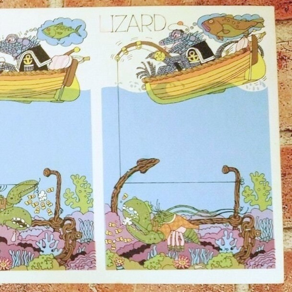 Ed Emberley ABC Book Pages 1978 Letter L Lizard Fishing Vintage Nursery Art